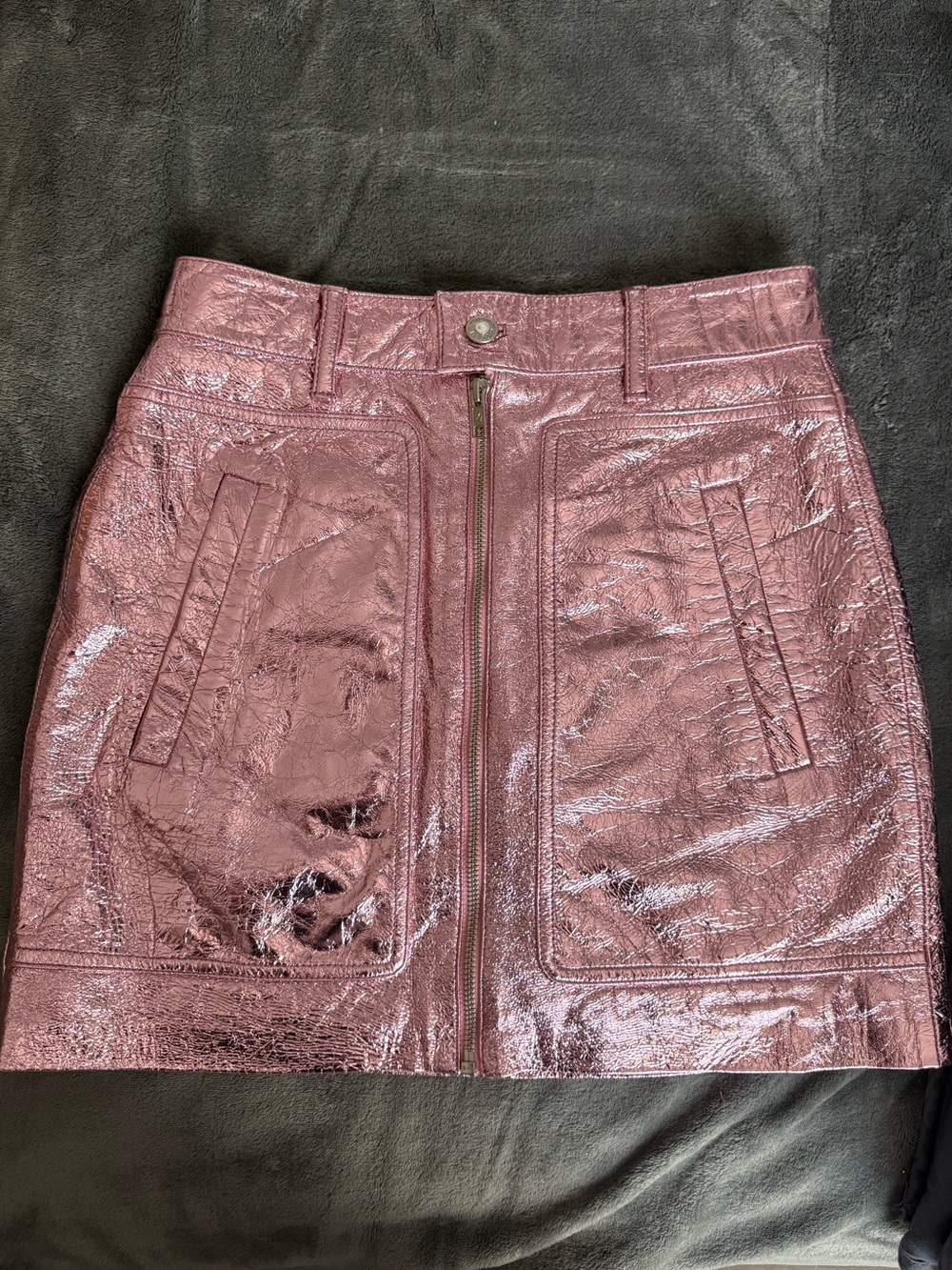 Zadig & Voltaire Rose Pink Front-Zip Mini Skirt
